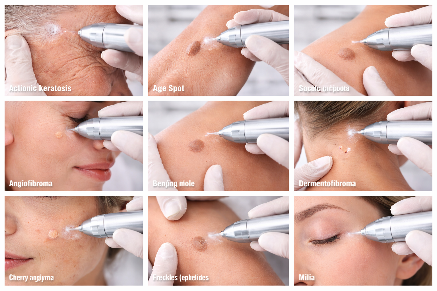 A close-up image showing the careful application of Cryosonic Treatment to a specific skin concern, highlighting the precision and attention to detail involved.